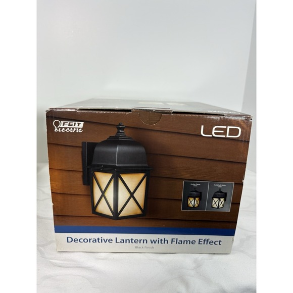 Feit Electric LED Decorative Lantern Amber Or White Flame Effect Black New - Picture 6 of 7